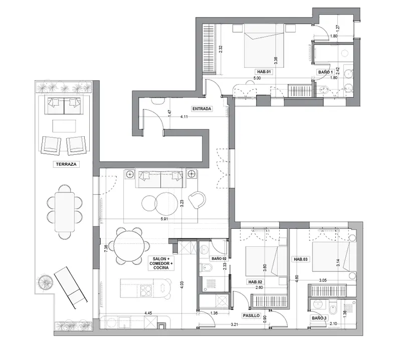 Plano de la vivienda — Ático en barrio de Salamanca