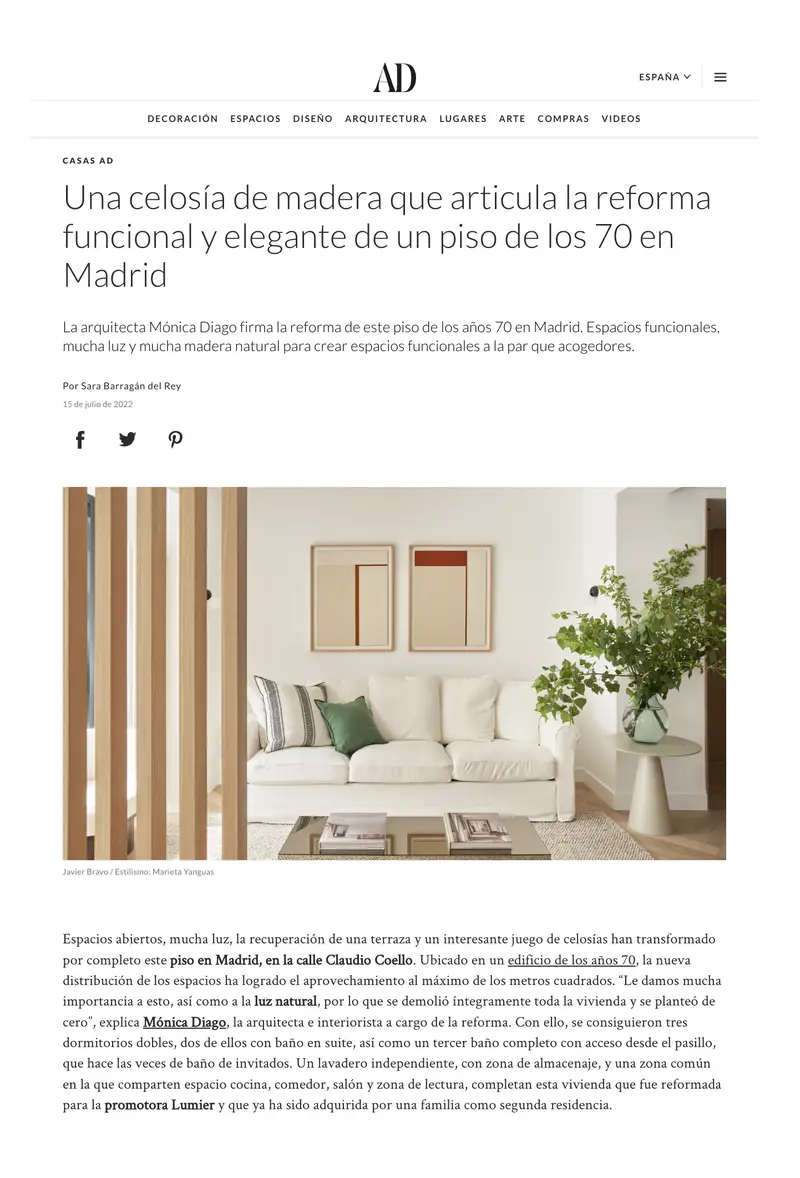 Portada de la revista AD con un proyecto de Lumier
