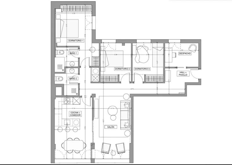 Plano de la vivienda — Piso junto al Parque de Berlín