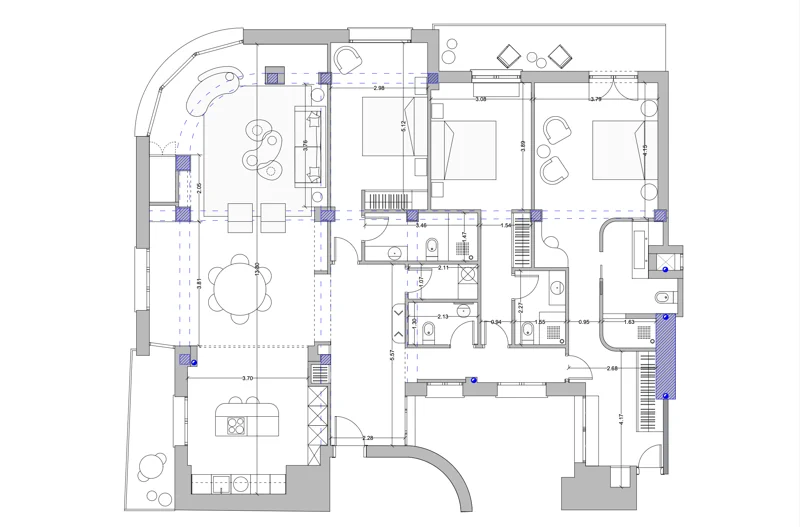 Floor plan — Apartment with corner window